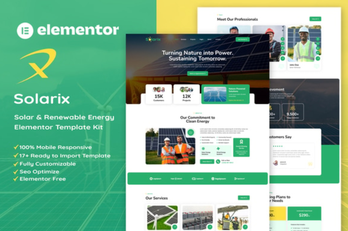Solarix - Solar & Renewable Energy Elementor Template Kit