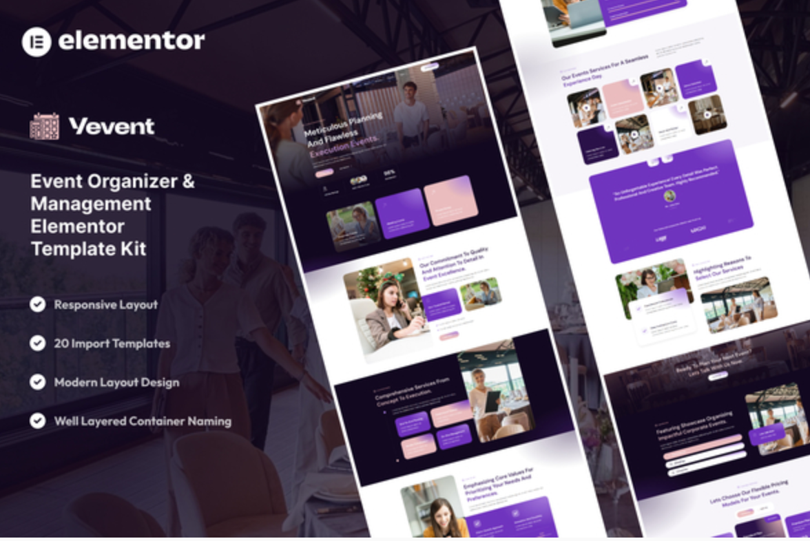 Vevent - Event Planner & Organizer Elementor Template Kit