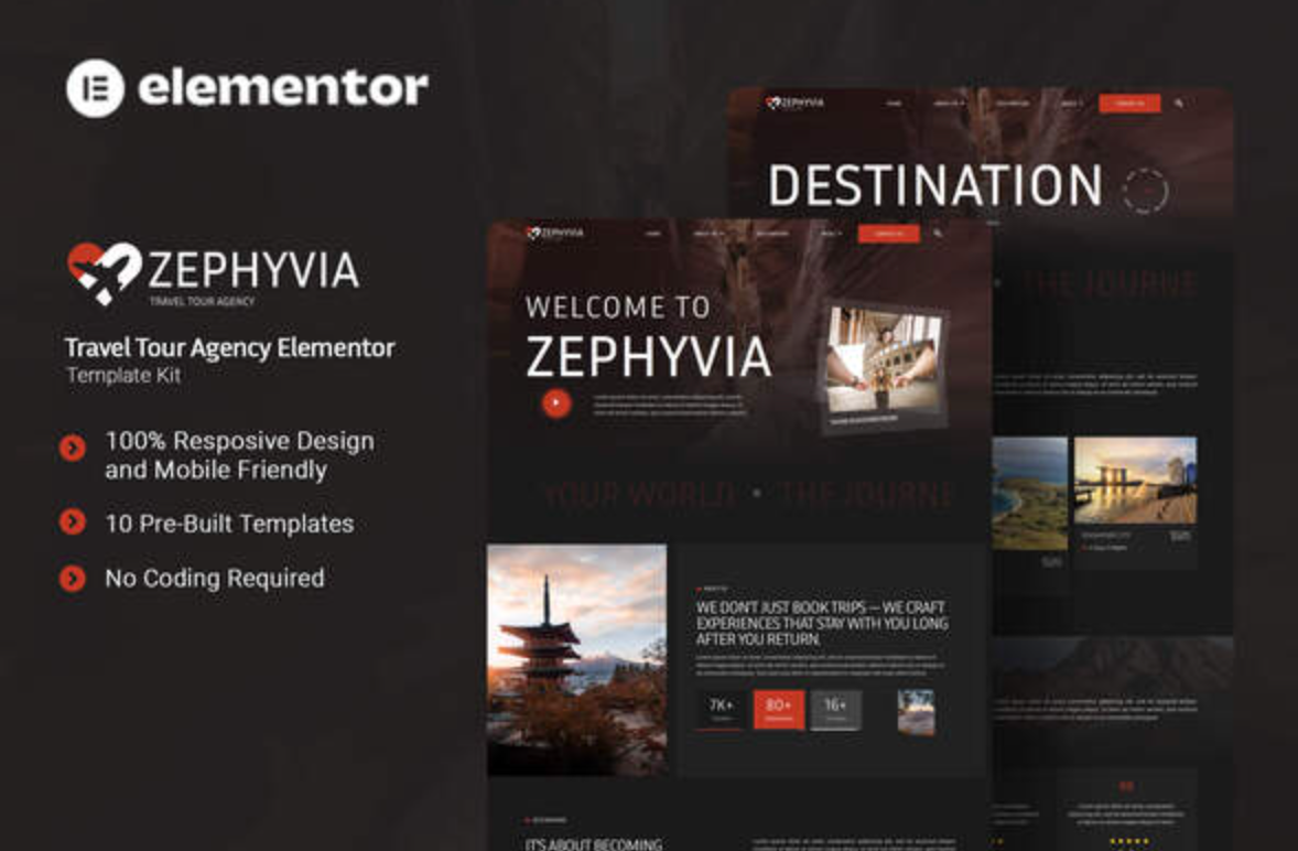 Zephyvia - Travel Tour Agency Elementor Template Kit