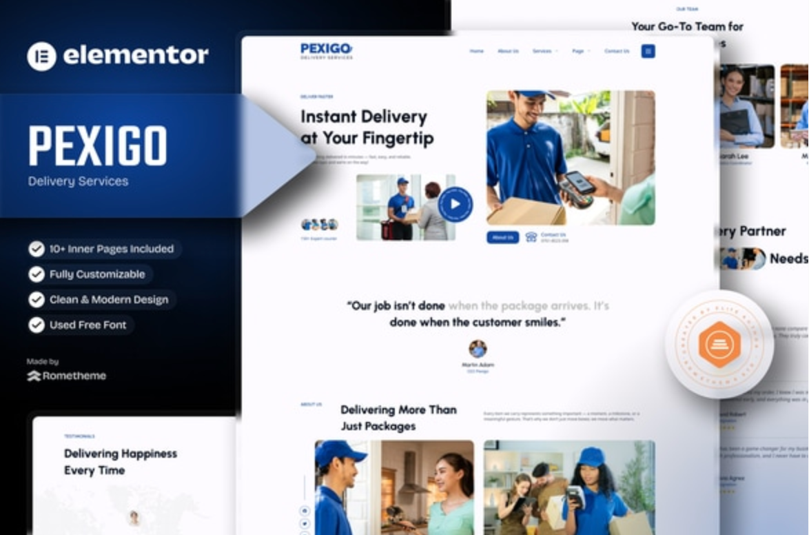 Pexigo - Delivery Services Elementor Template Kit