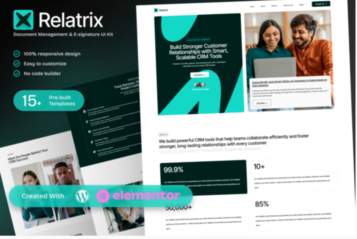Relatrix – CRM SAAS Platform Elementor Template Kit for Customer Relationship Solutions