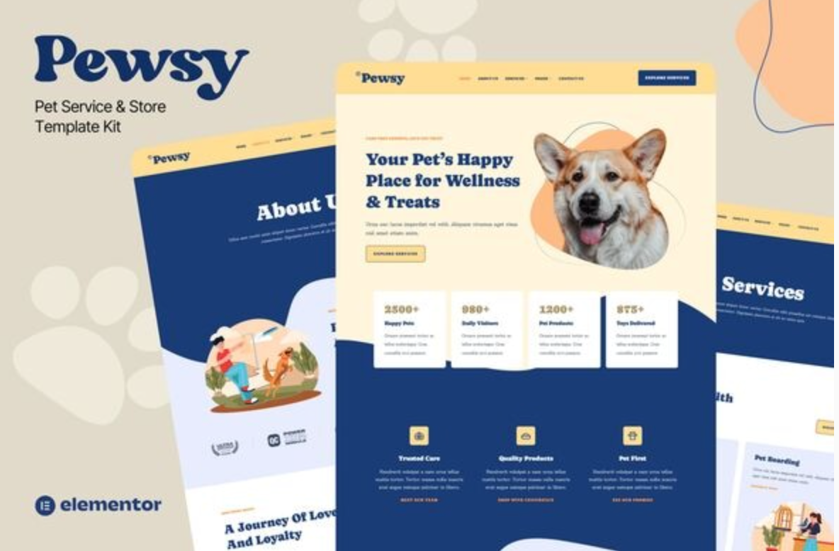 Pewsy - Pet Service & Store Elementor Template Kit