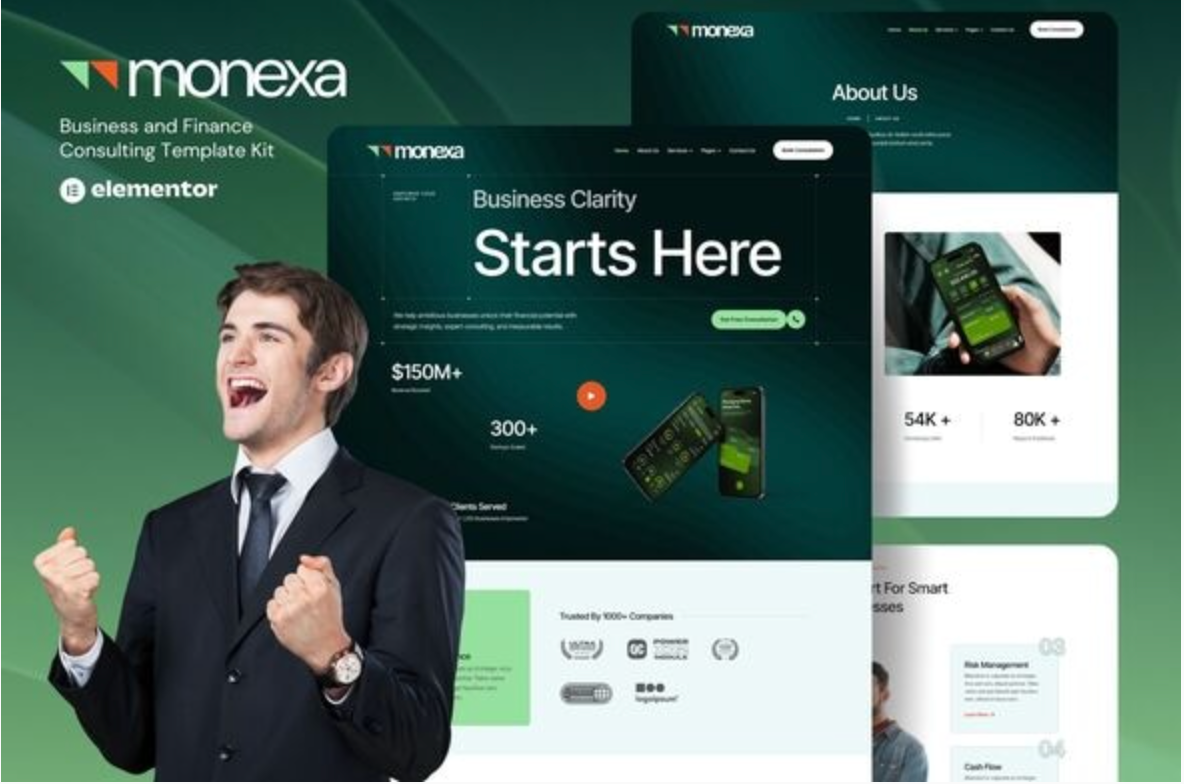 Monexa - Business & Finance Consulting Elementor Template Kit