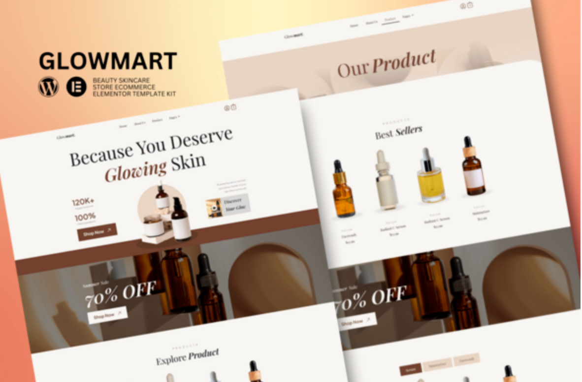 Glowmart - Beauty Cosmestics & Skincare Ecommerce Elementor Template Kit
