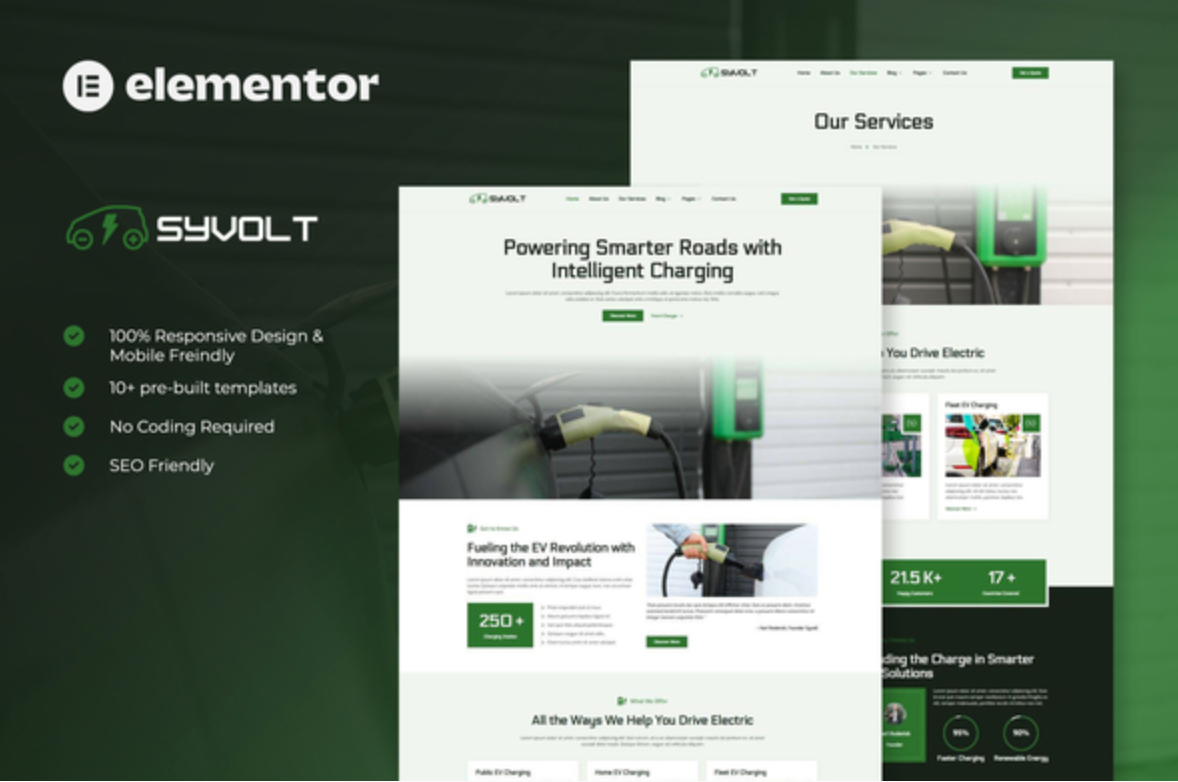 Syvolt - Electric Vehicle & Charging Station Elementor Template Kit