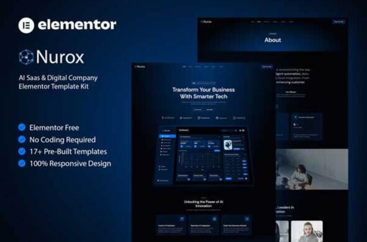 Nurox - AI Saas & Digital Company Elementor Template Kit
