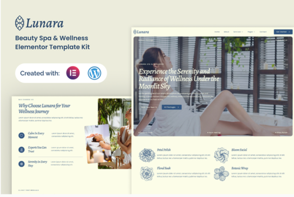 Lunara - Beauty Spa Wellnes Elementor Template Kit