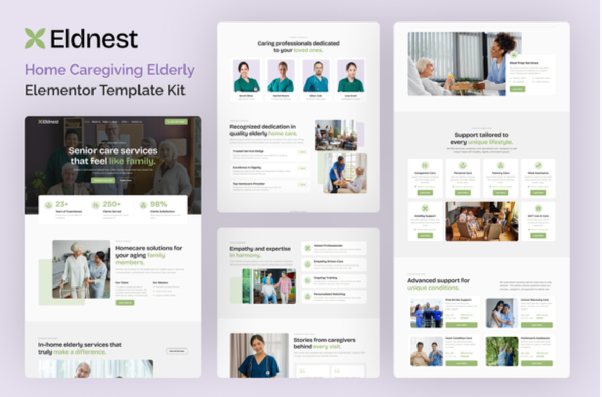 Eldnest - Home Caregiving Elderly Elementor Template Kit