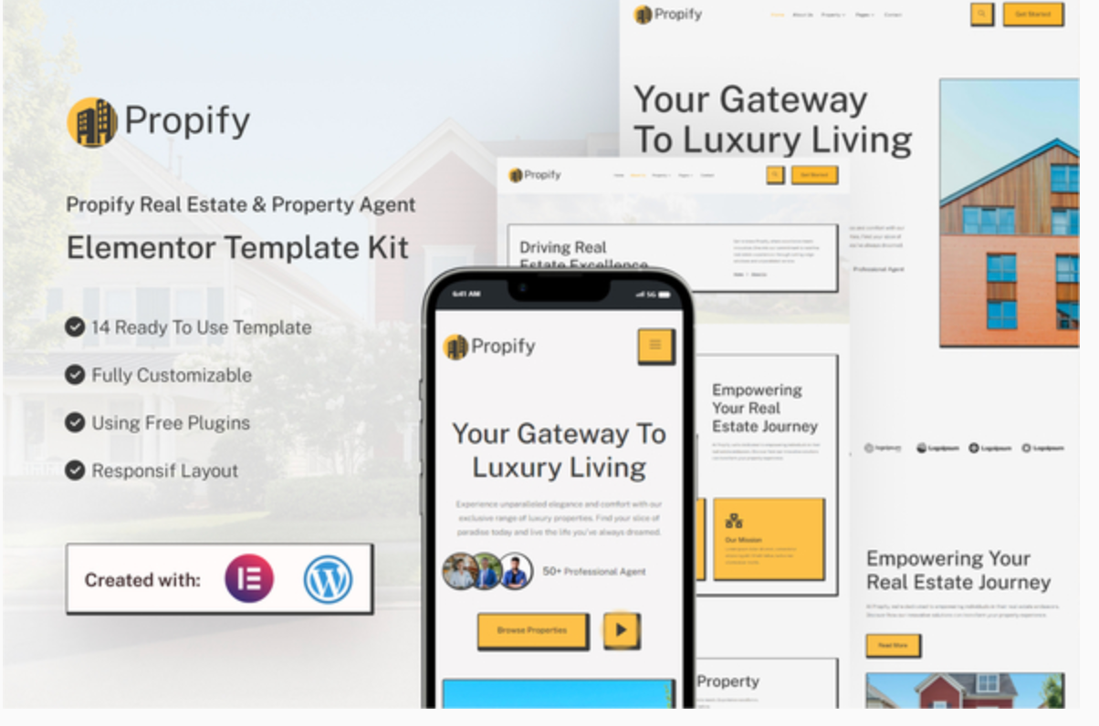Propify - Real Estate & Property Agent Elementor Template Kit