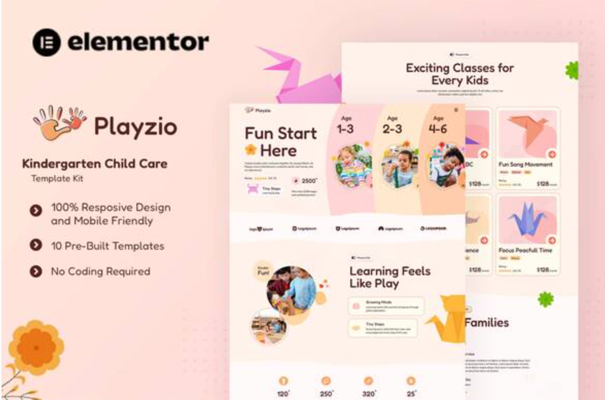 Playzio - Kindergarten Child Care Elementor Template Kit