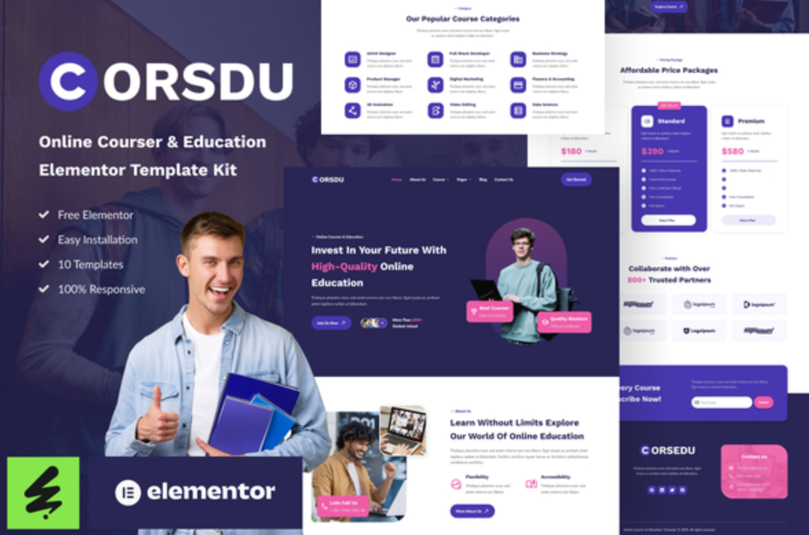 Corsdu - Online Courses & Education Elementor Template Kit