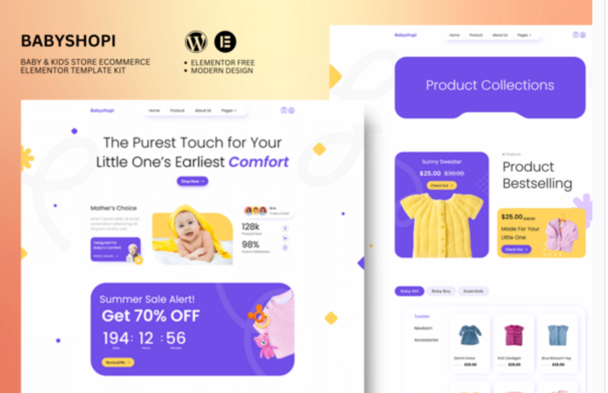 Babyshopi - Kids Store & Baby Shop Elementor Template Kit