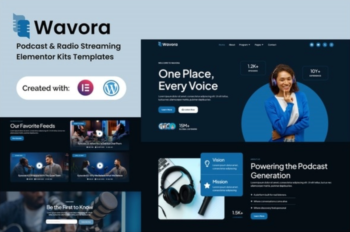 Wavora - Podcast & Radio Streaming Elementor Template Kit