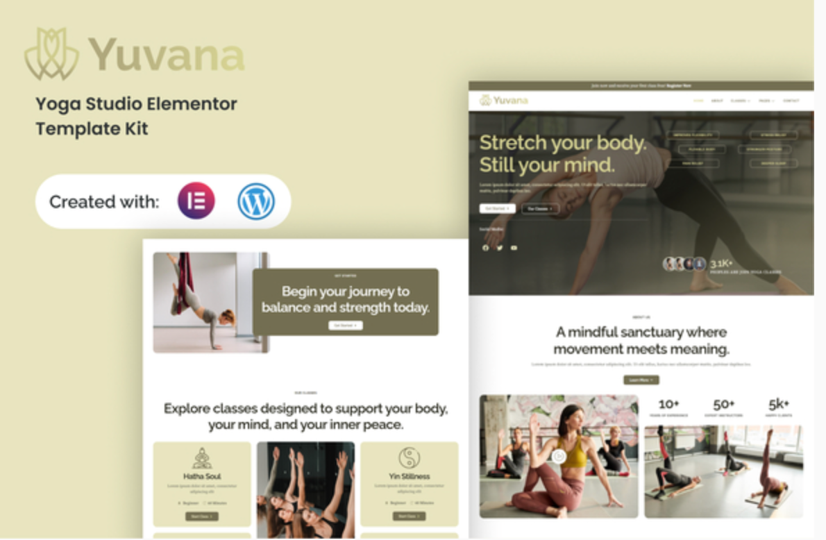 Yuvana - Yoga Studio Elementor Template Kit