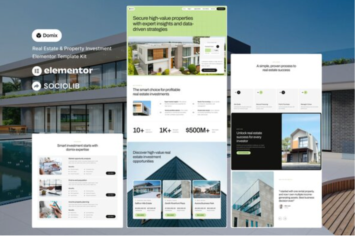 Domix - Real Estate & Property Investment Elementor Template Kit