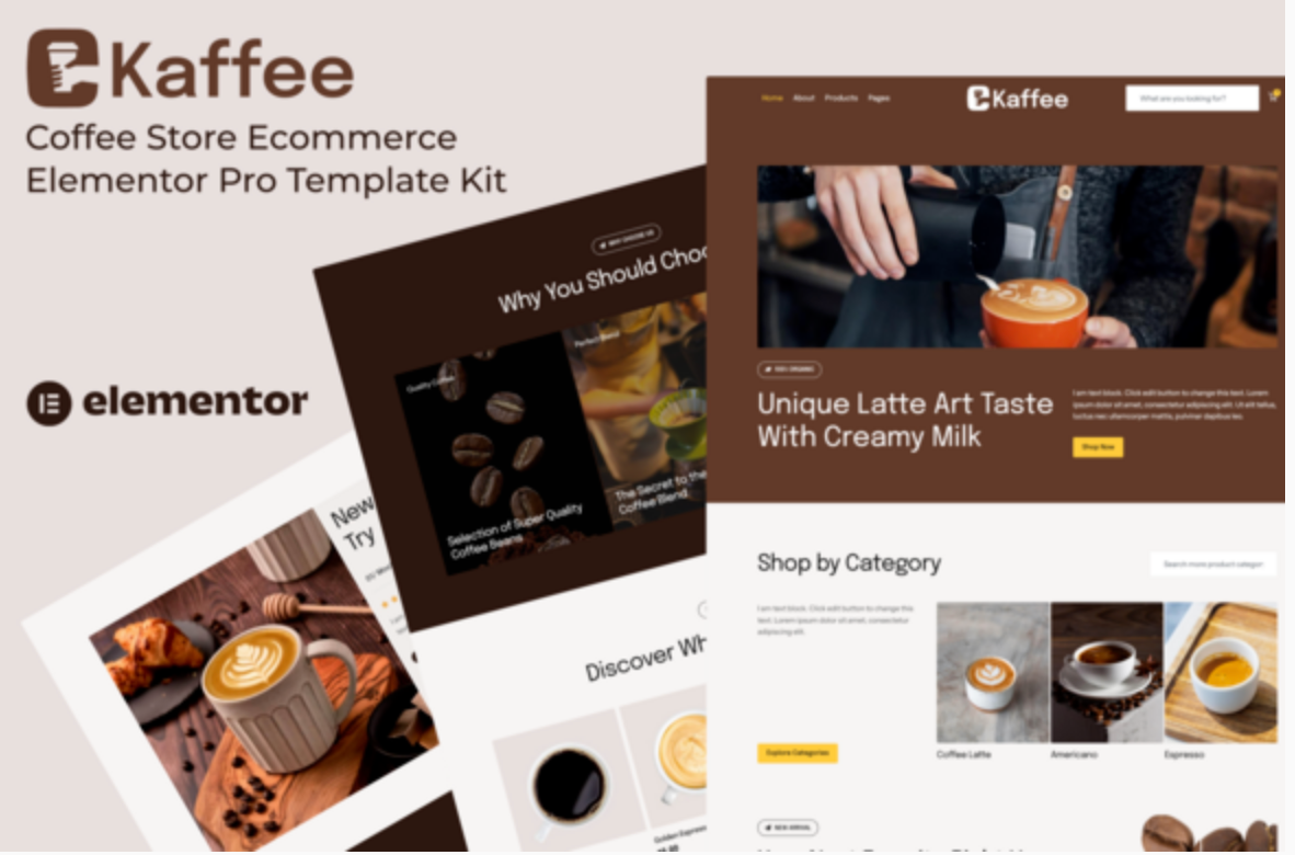 Kaffee - Coffee Store Ecommerce Elementor Pro Template Kit