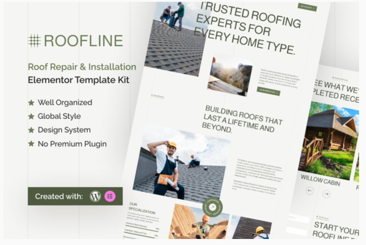 Roofline - Roof Repair & Installation Elementor Template Kit