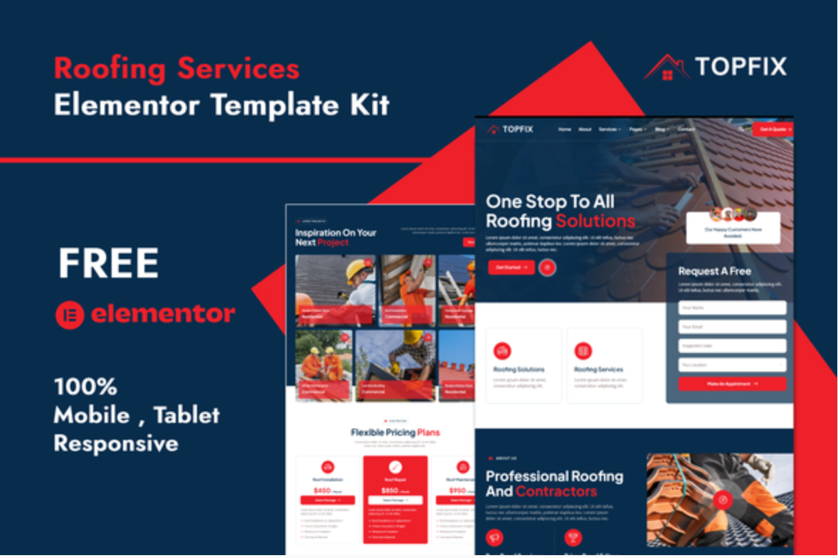 Topfix - Roofing Services Elementor Template Kit