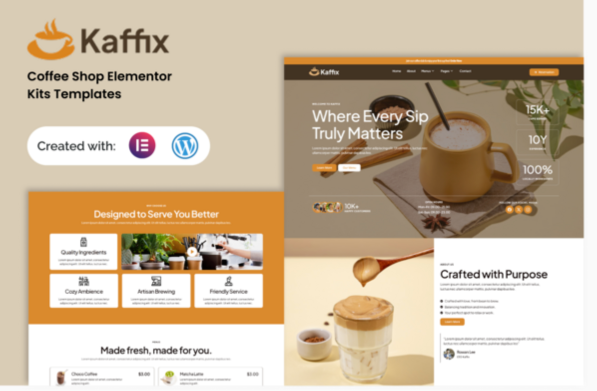 Kaffix - Coffee Shop & Cafe Elementor Template Kit