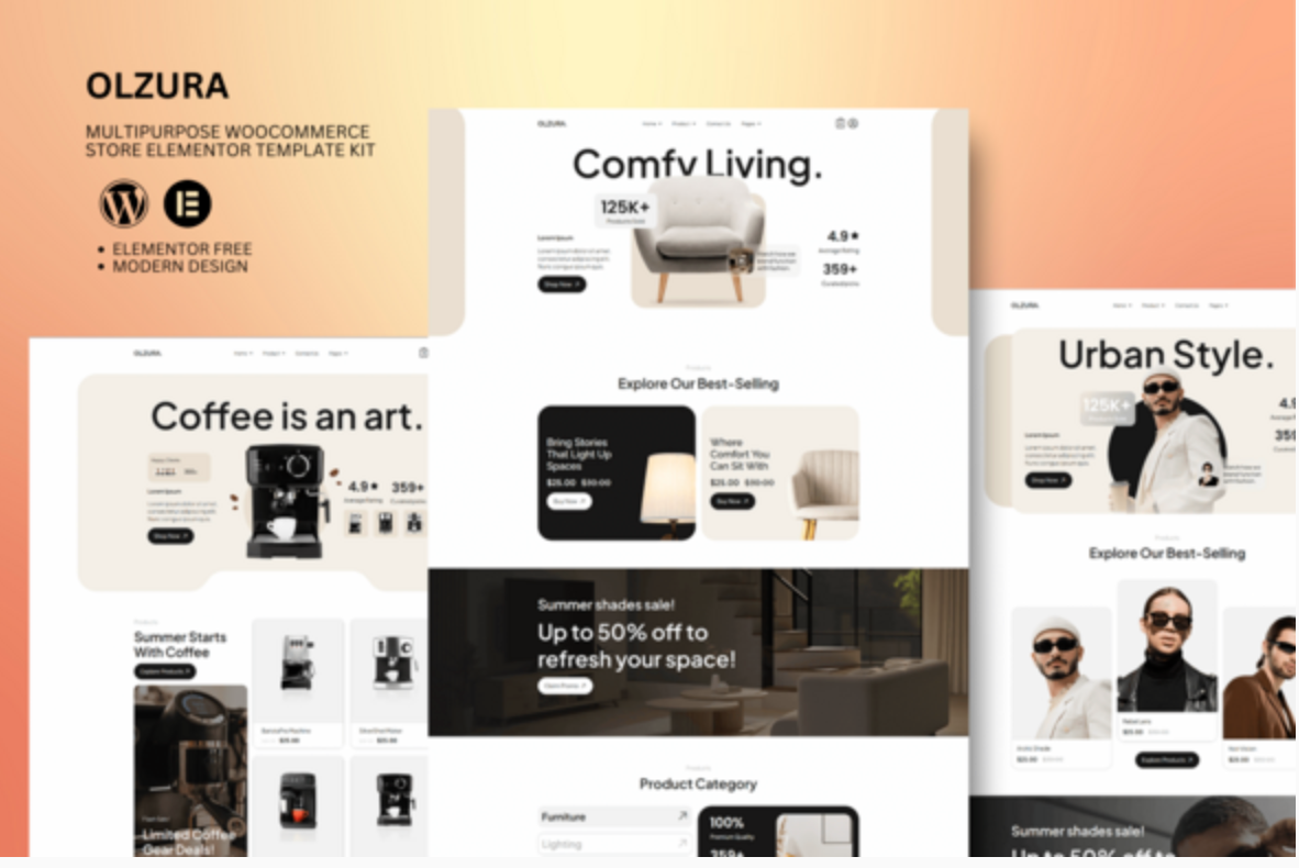 Olzura - Multipurpose Woocommerce Store Elementor Template Kit