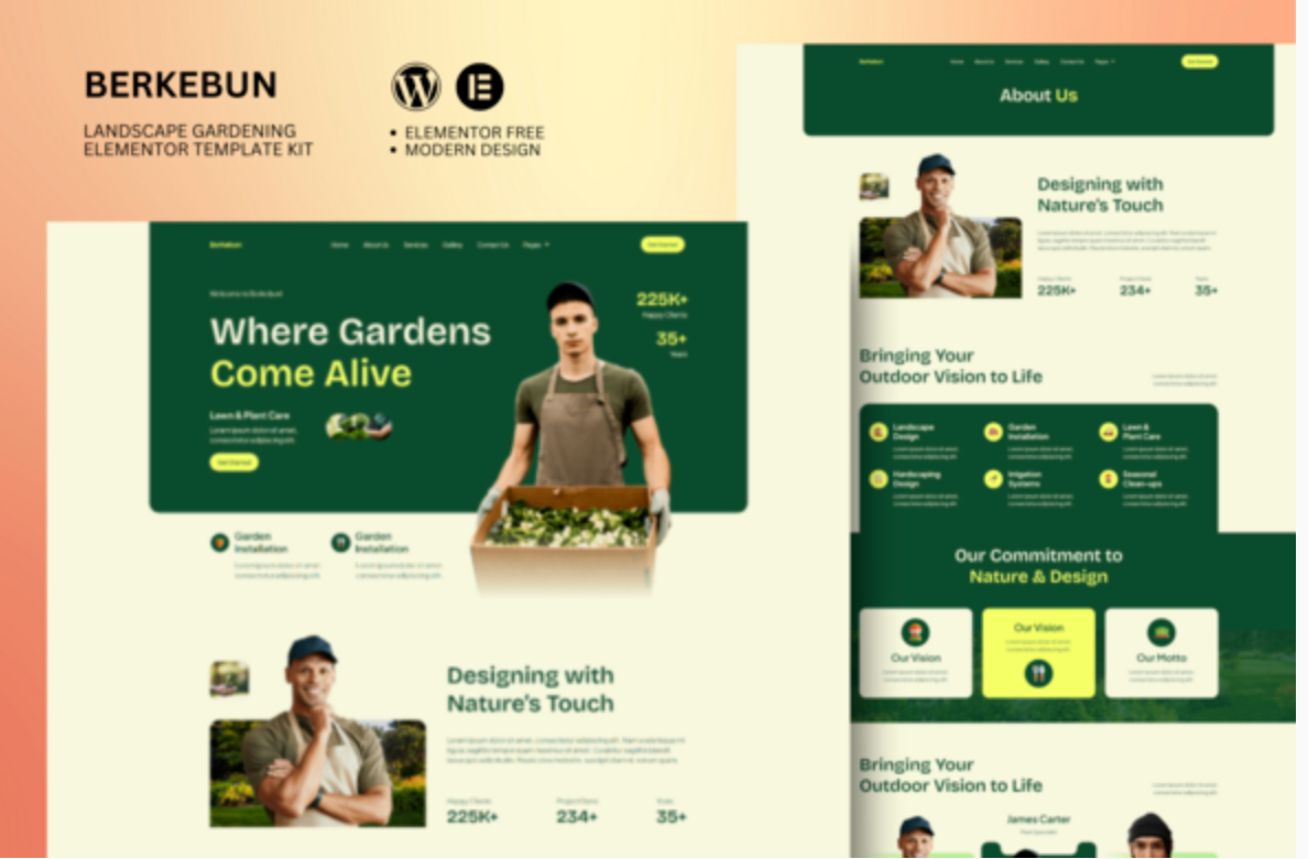 Berkebun - Landscape & Gardening Elementor Template Kit