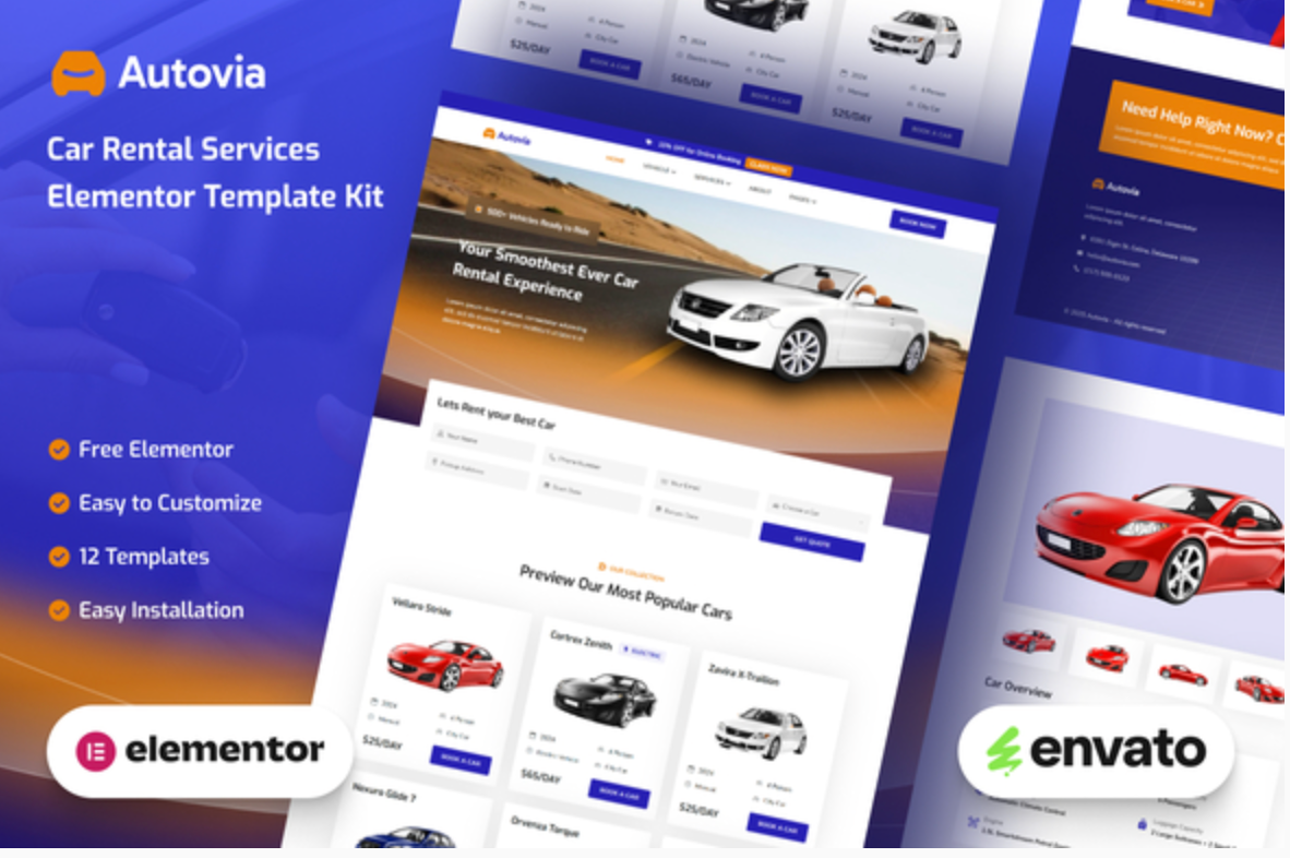 Autovia - Car Rental Service Elementor Template Kit