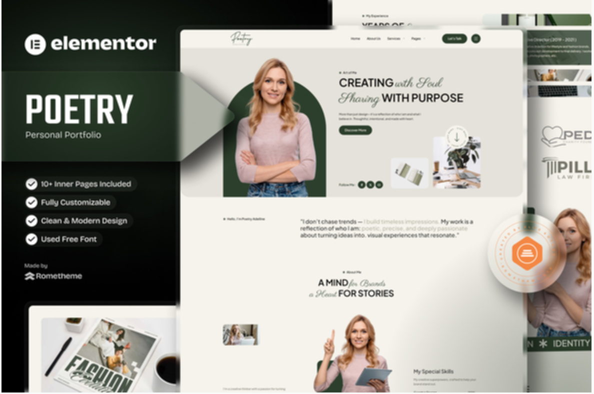 Poetry - Personal Portfolio & Resume Elementor Template Kit