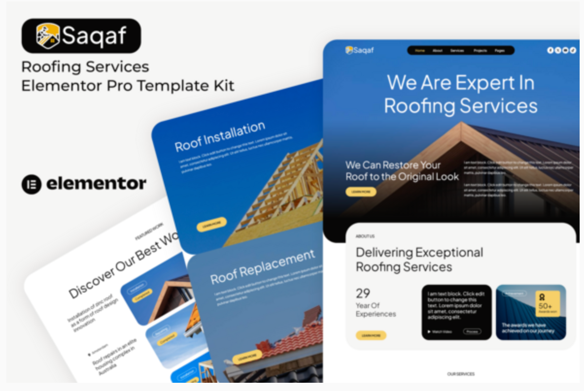 Saqaf - Roofing Services Elementor Pro Template Kit