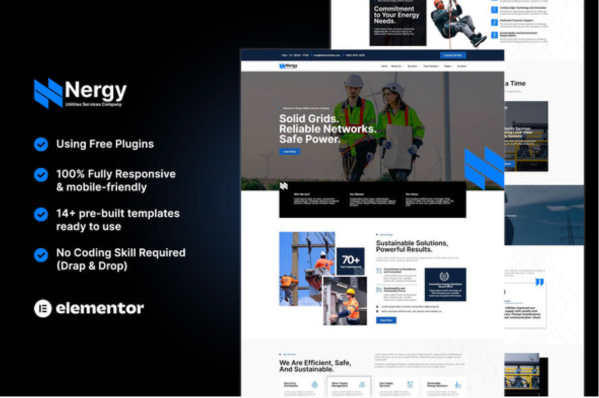 Nergy - Utilities Services Company Elementor Template Kit