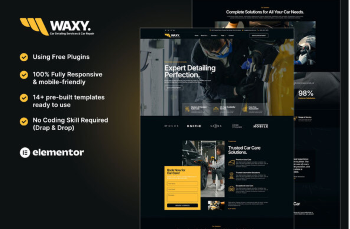 Waxy - Car Detailing Service & Car Repair Elementor Template Kit