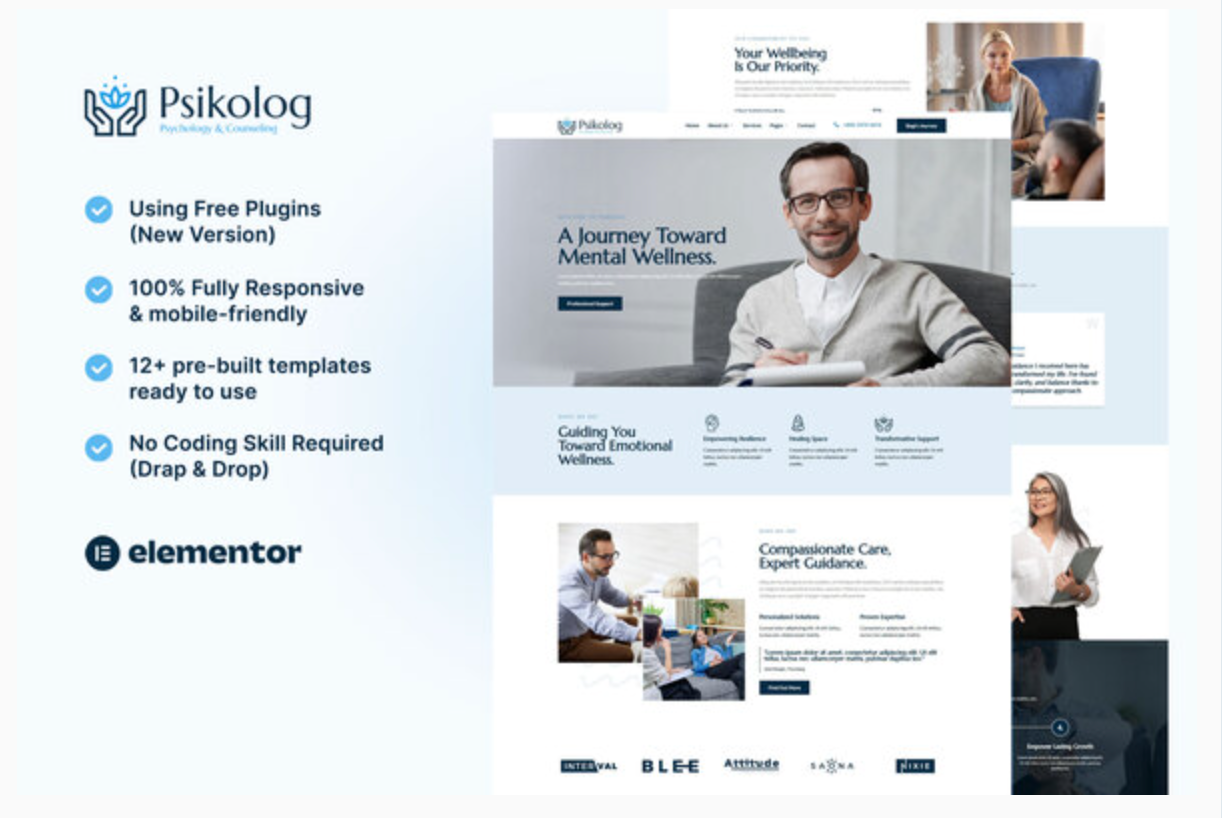 Psikolog - Psychology & Counseling Elementor Template Kit