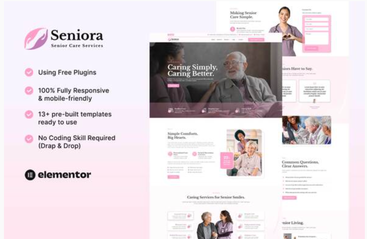 Seniora - Senior Care Services Elementor Template Kit