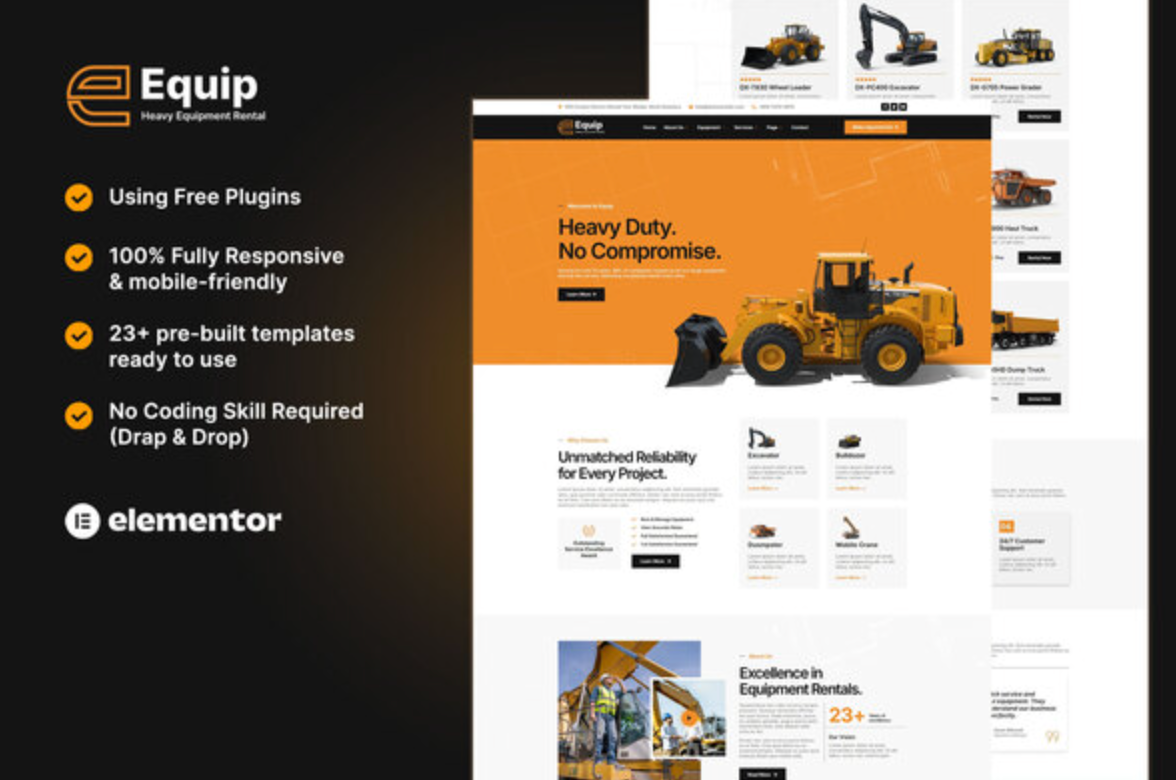 Equip - Heavy Equipment Rental Elementor Template Kit