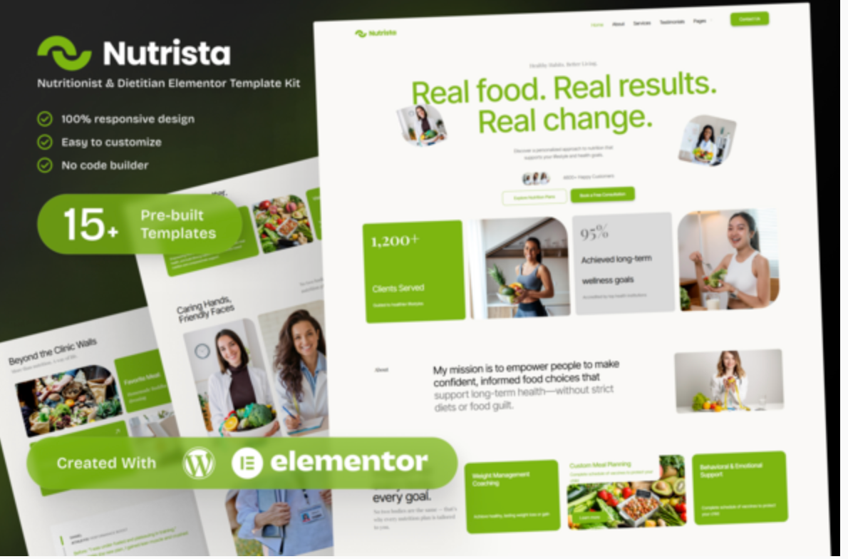 Nutrista - Nutritionist & Dietitian Elementor Template Kit