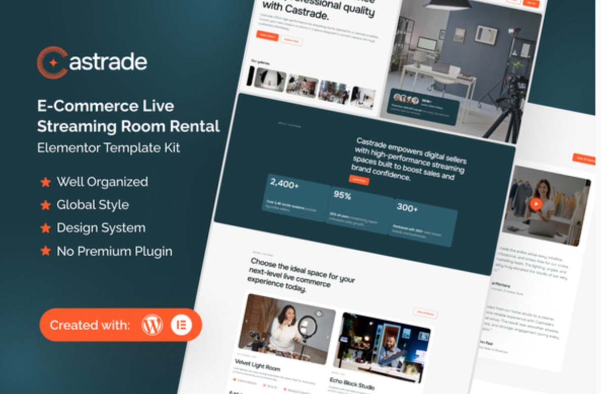 Castrade - Live Streaming Room Rental Elementor Template Kit
