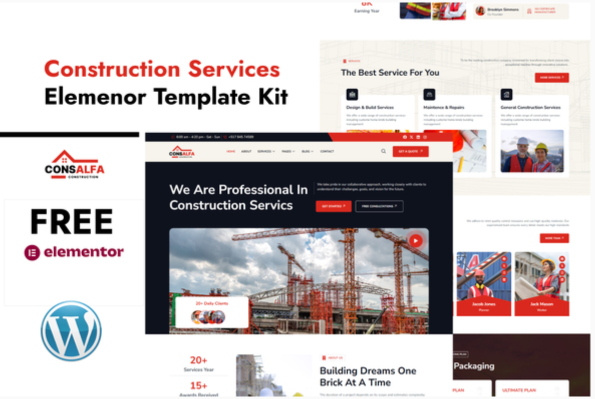 ConsAlfa - Construction Services Elemenor Template Kit