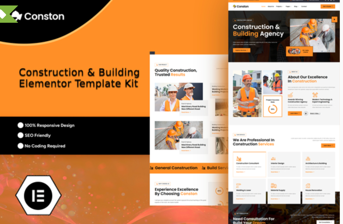 Conston - Construction Building Elementor Template Kit