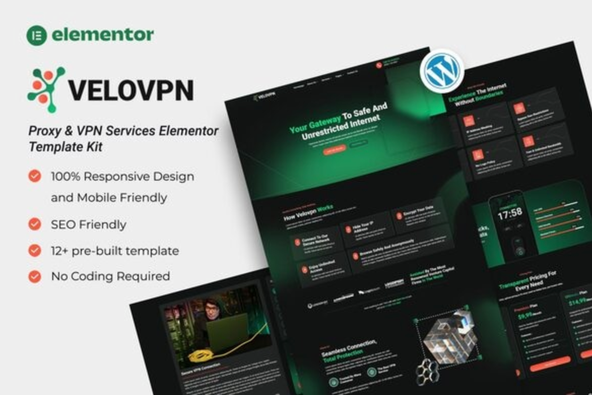 Velovpn – Proxy & VPN Services Elementor Template Kit