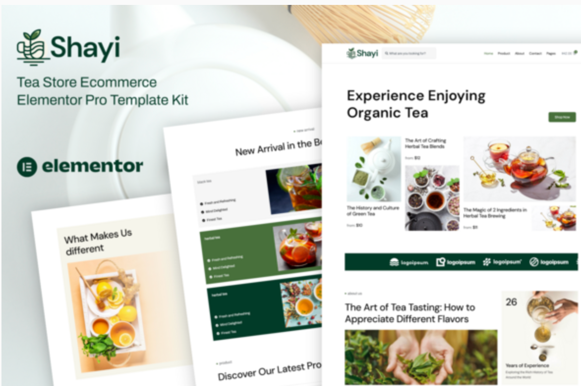 Shayi - Tea Store Ecommerce Elementor Pro Template Kit