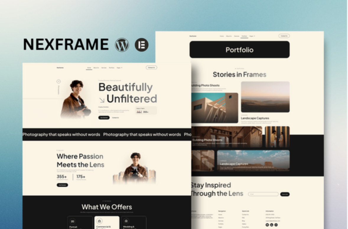Nexframe - Photography & Portfolio Elementor Kit