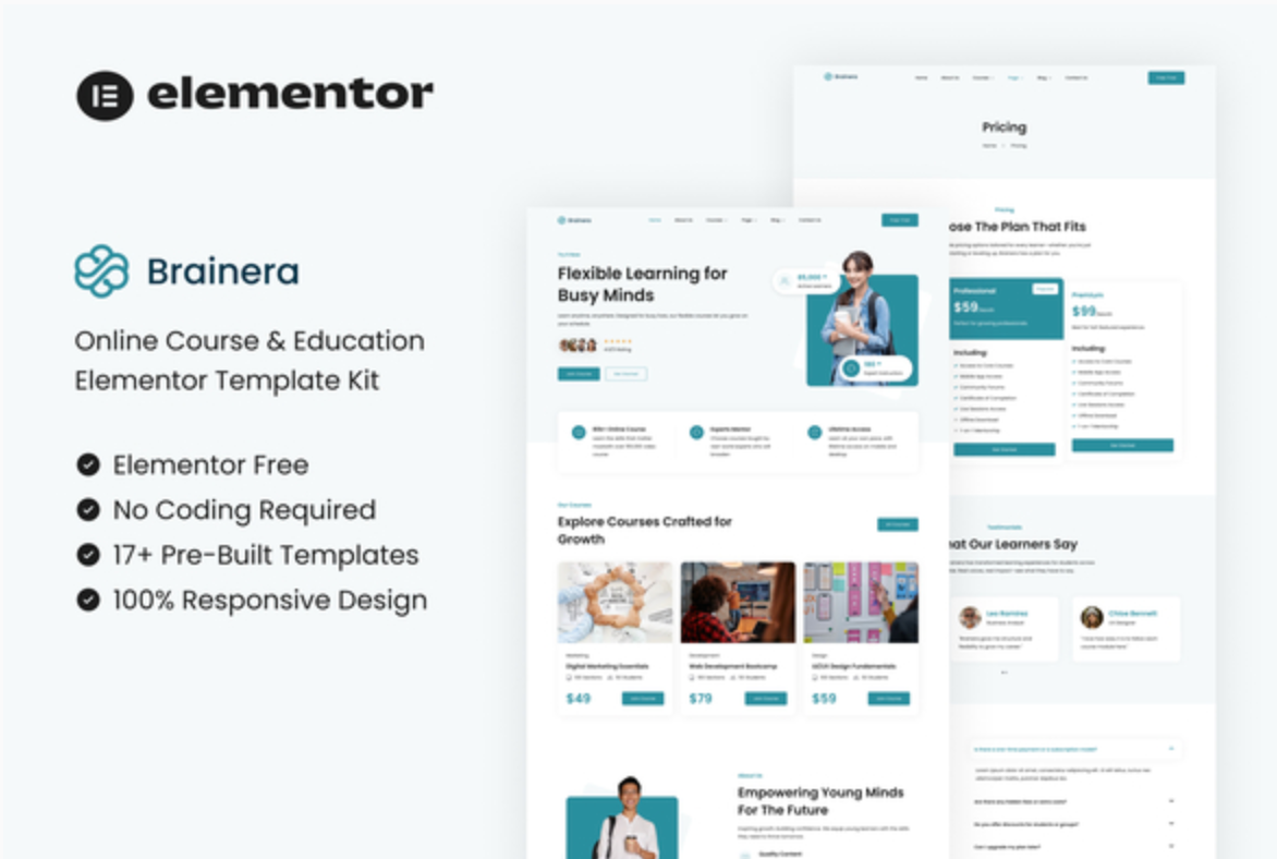 Brainera - Online Course & Education Elementor Template Kit