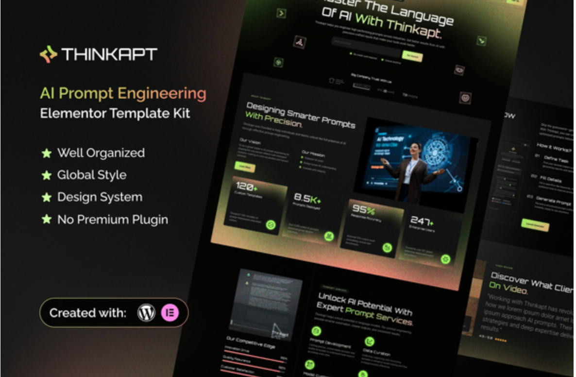 Thinkapt - AI Prompt Engineering Elementor Template Kit