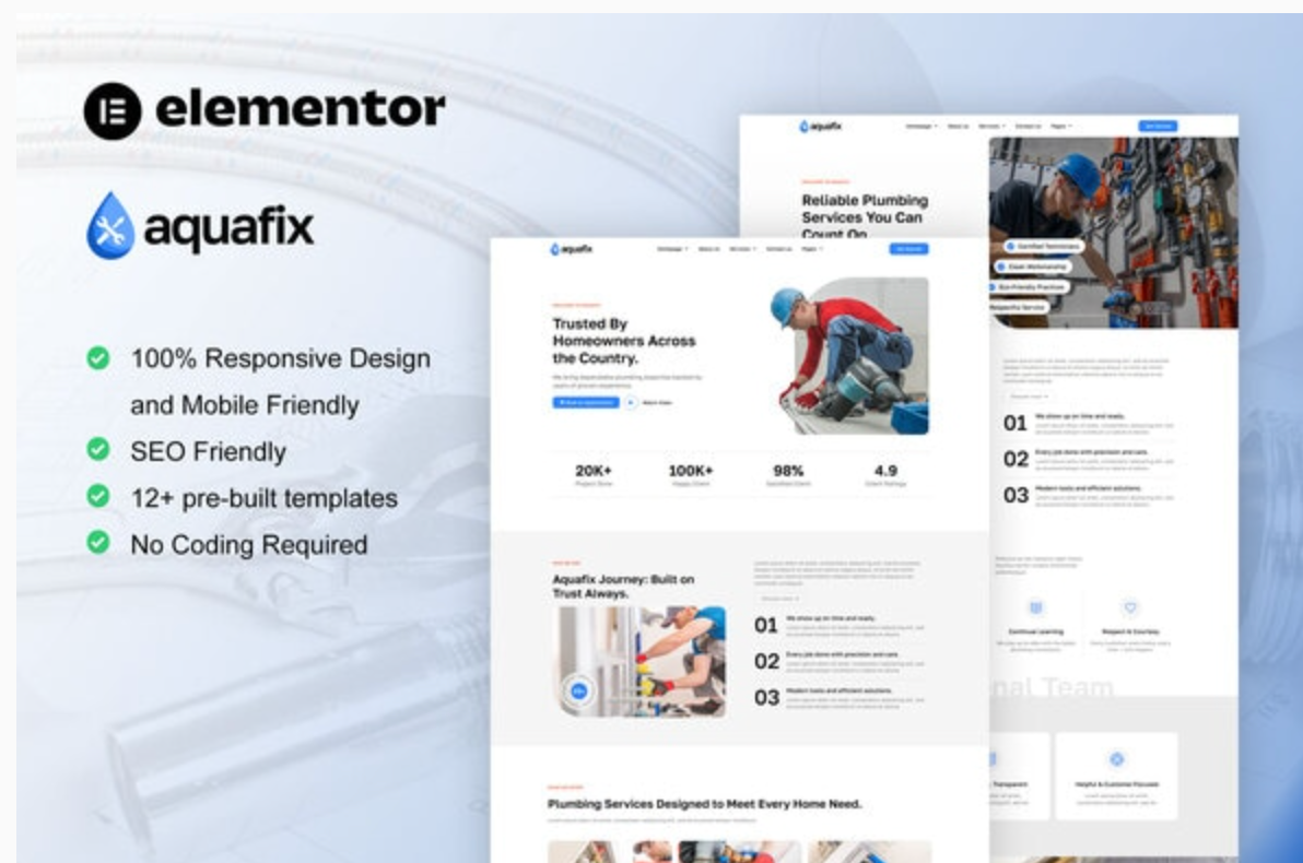 Aquafix - Plumber & Repair Service Elementor Template Kit