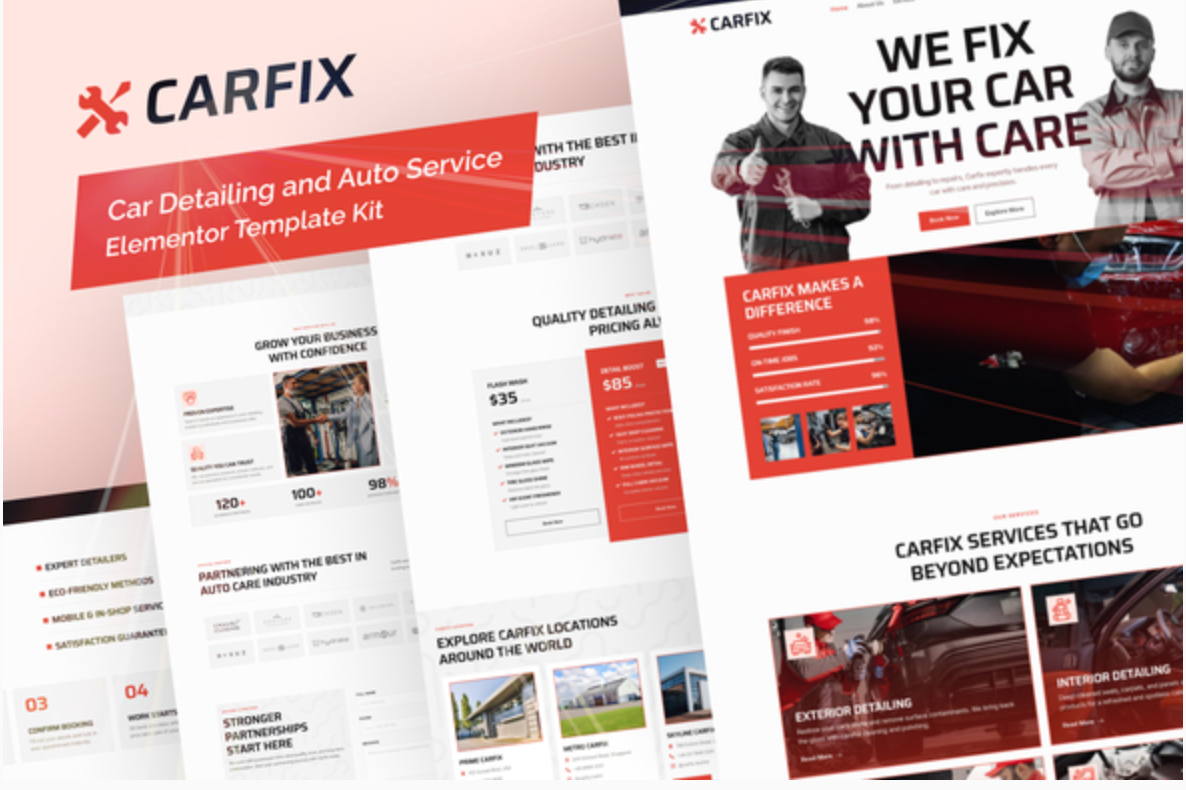 Carfix - Car Detailing and Auto Service Elementor Template Kit