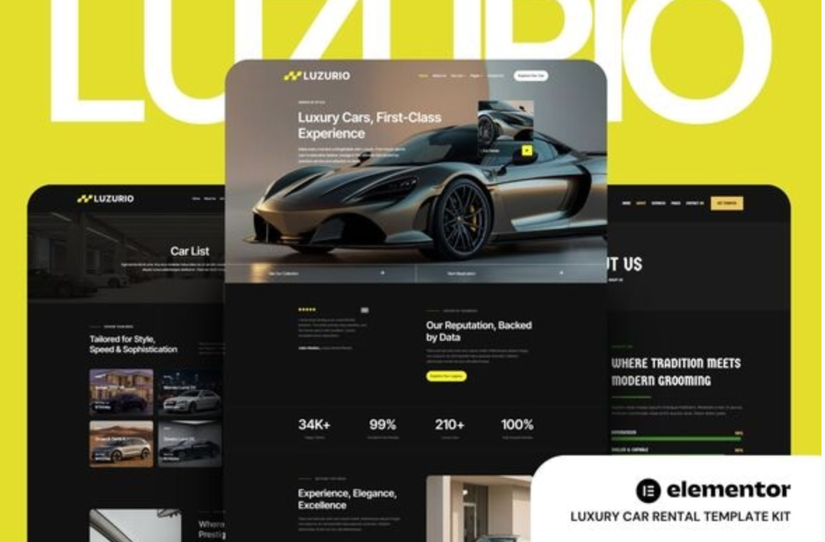 Luzurio - Luxury Car Rental Elementor Template Kit