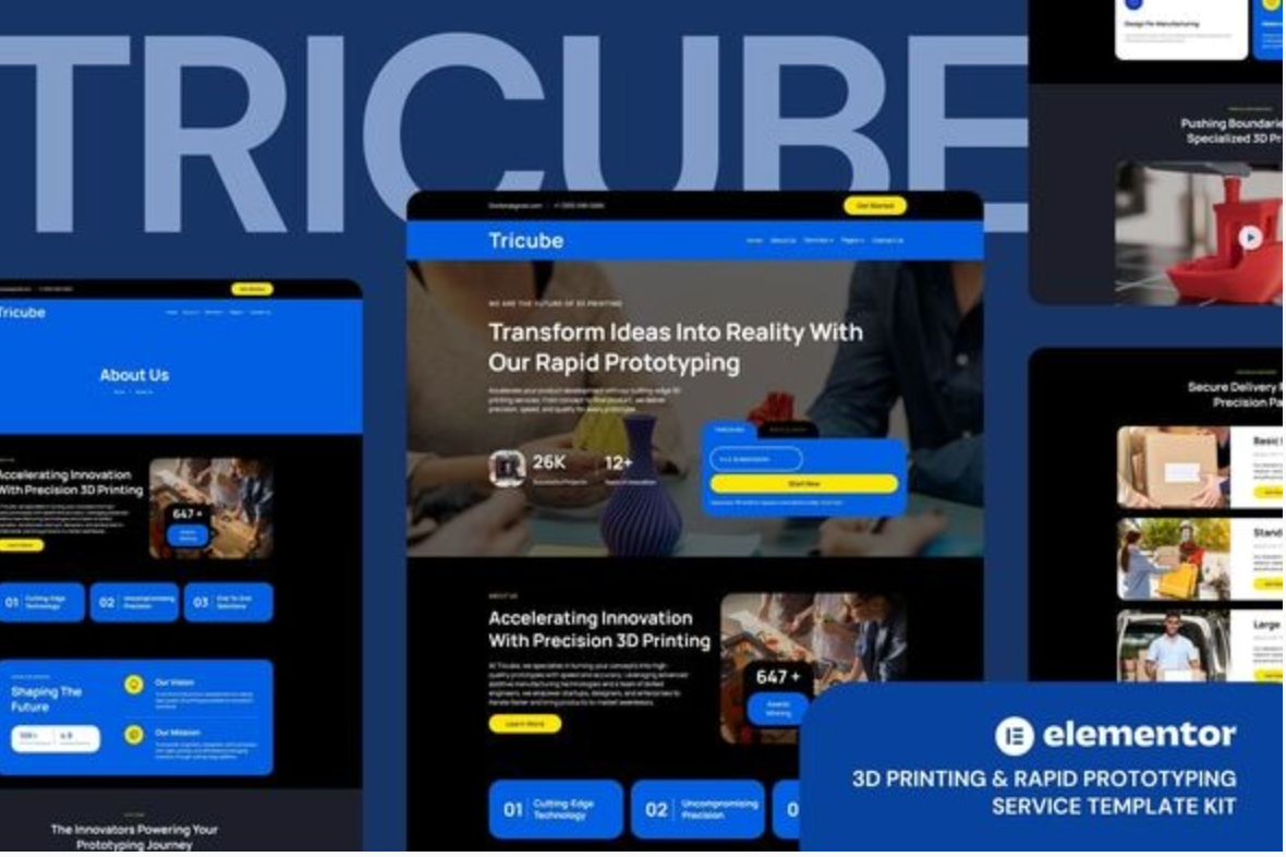 Tricube - 3D Printing & Rapid Prototyping Services Elementor Template Kits