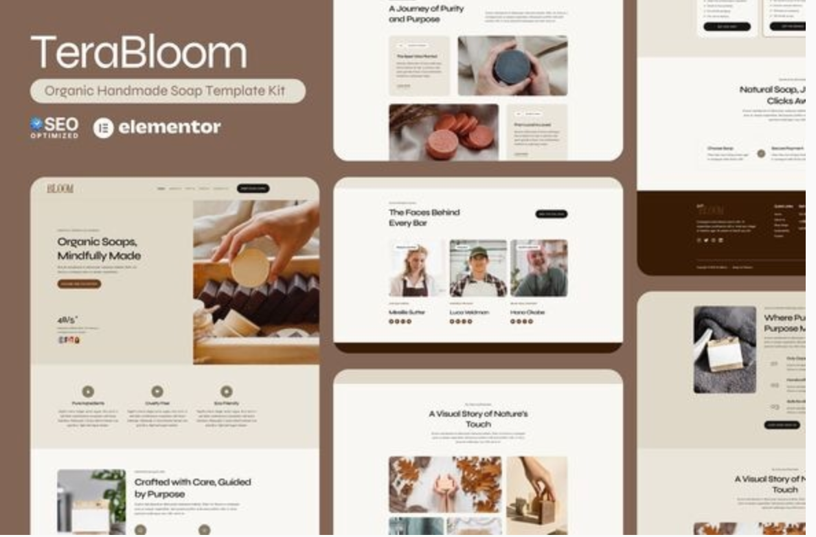 TerraBloom - Organic Handmade Soap Elementor Template Kit