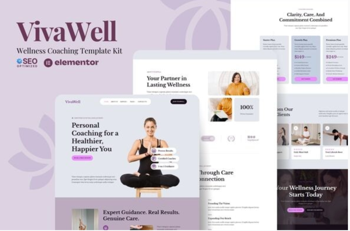 VivaWell - Wellness Coaching Elementor Template Kit
