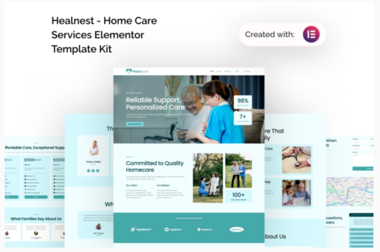 Healnest - Home Care Services Elementor Template Kit