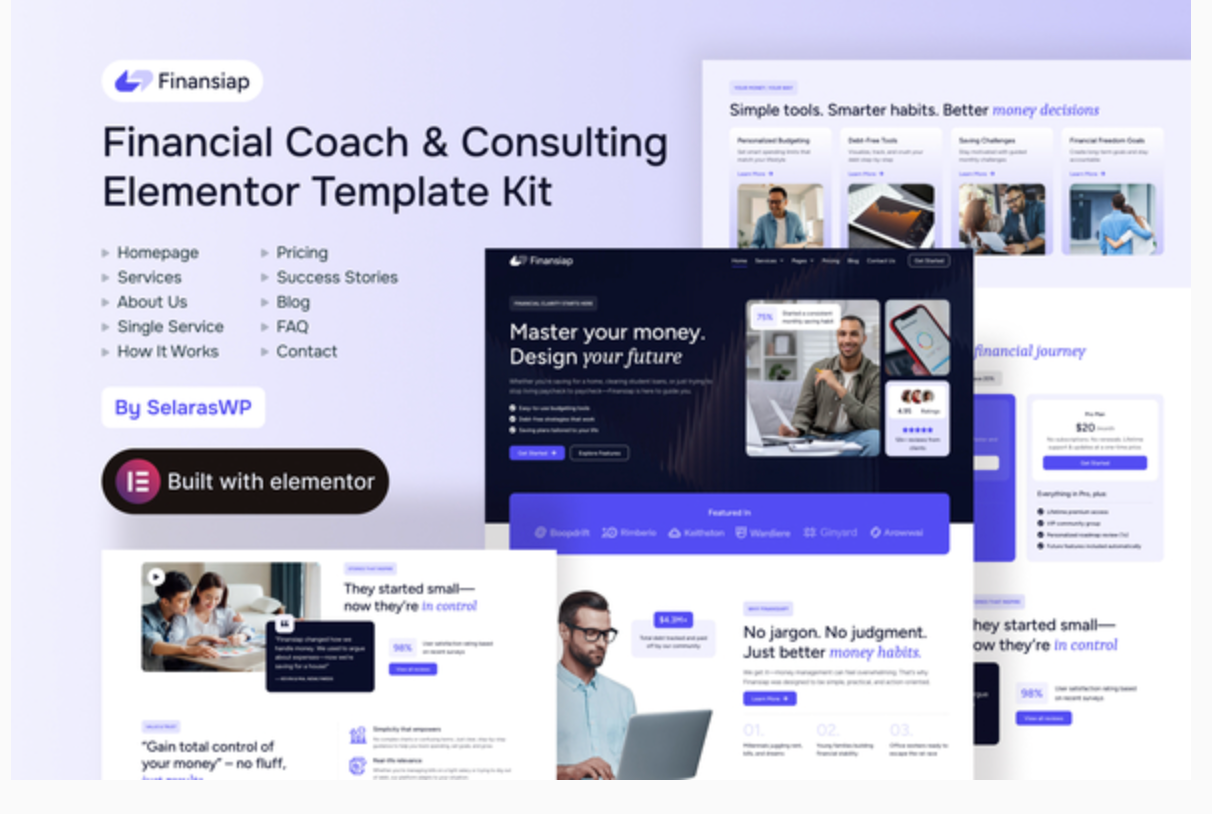 FinanSiap - Financial Coach & Consulting Elementor Pro Template Kit